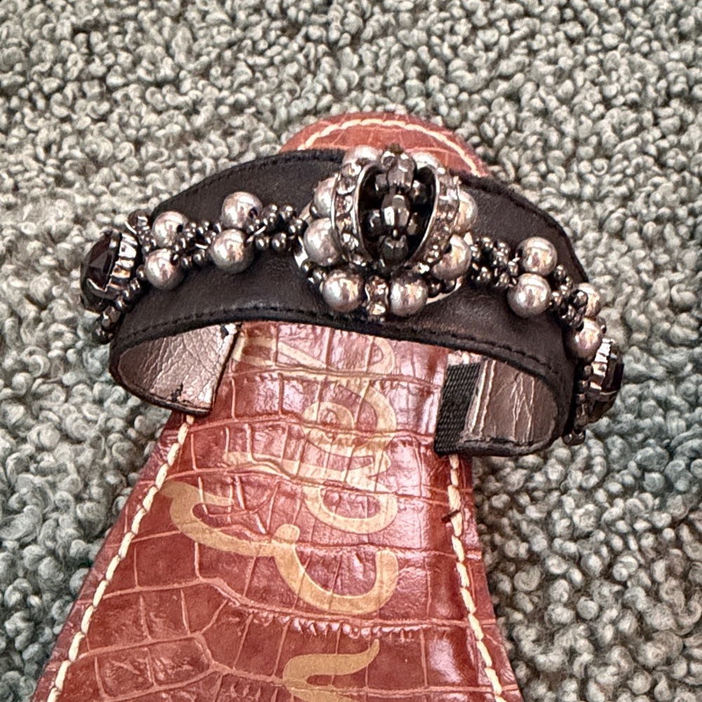 NWOT Sam Edelman Black Embellished Slide Sandals - Picture 4 of 6